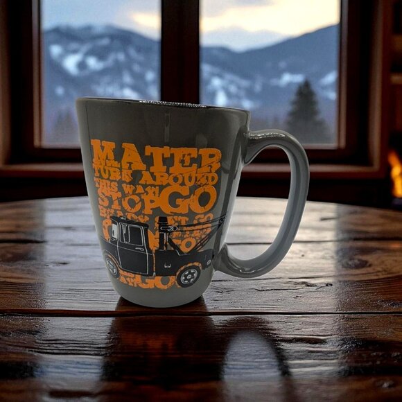 MATER COFFEE CUP MUG DISNEY STORE PIXAR CARS GRAY ORANGE - Picture 1 of 7